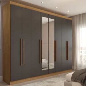 Guarda-Roupa Casal 8 Portas 4 Gavetas com Espelho