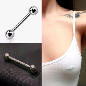 Piercing Mamilo Reto Aço Cirúrgico - Kit 2