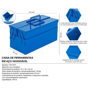 Caixa de Ferramentas Sanfonada 3/5 Gavetas Azul