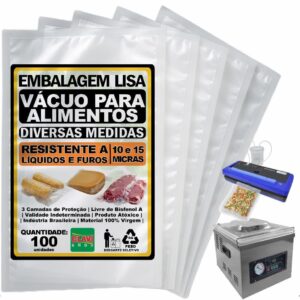 Saco Vácuo Liso Food Grade - 100 Unidades