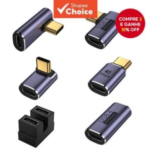 Adaptador USB-C Macho para Fêmea 40Gbps