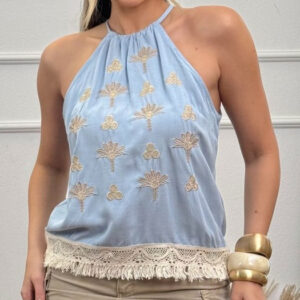 Regata Praia Bordada Alças Atacador Lua