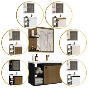 Gabinete Banheiro 2 Nichos com Espelho e Cuba