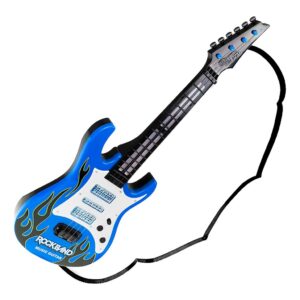 Guitarra Brinquedo Elétrica LED Azul Rock Brink
