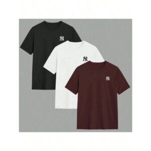 Camisetas NY Algodão Masculina Gola Redonda