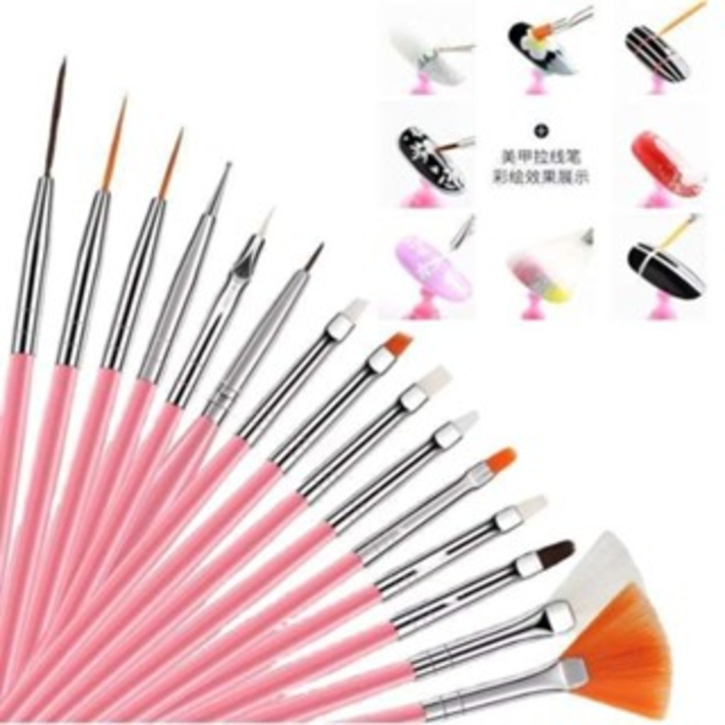 Kit 15 Pinc?is Nail Art Profissionais 1 Kit 15 Pincéis Nail Art Profissionais