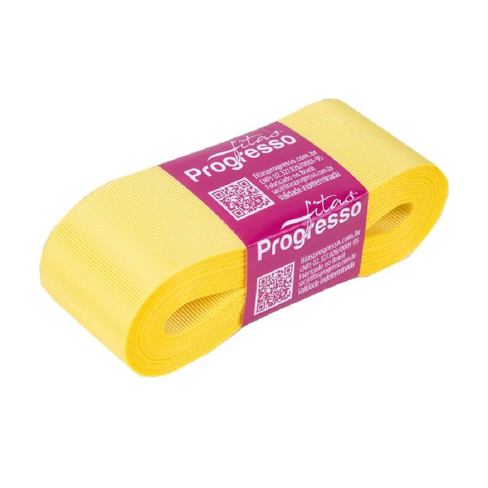 Fita Gorgur?o Progresso 38mm Amarelo 1 Fita Gorgurão Progresso 38mm nº9 - 10m Amarelo Canário - 1un