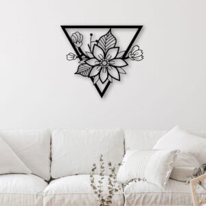Mandala Floral Preto - Quadro Decorativo 50x25cm