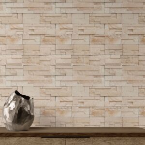 Papel de Parede 3D Pedras Bege Autoadesivo 2m