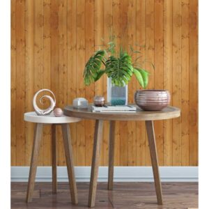 Papel de Parede Vinílico Estilo Madeira Laranja