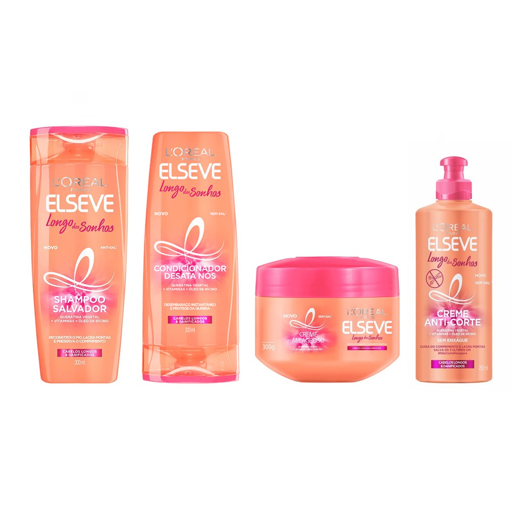 Kit Longo dos Sonhos Elseve - 4 Itens 1 Kit Completo Longo dos Sonhos 4 Itens