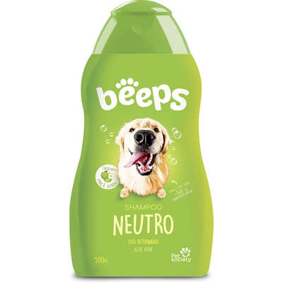Shampoo Pet Society Beeps Neutro 500ml 1 Shampoo Neutro Beeps Cães e Gatos Pet Society 500ml