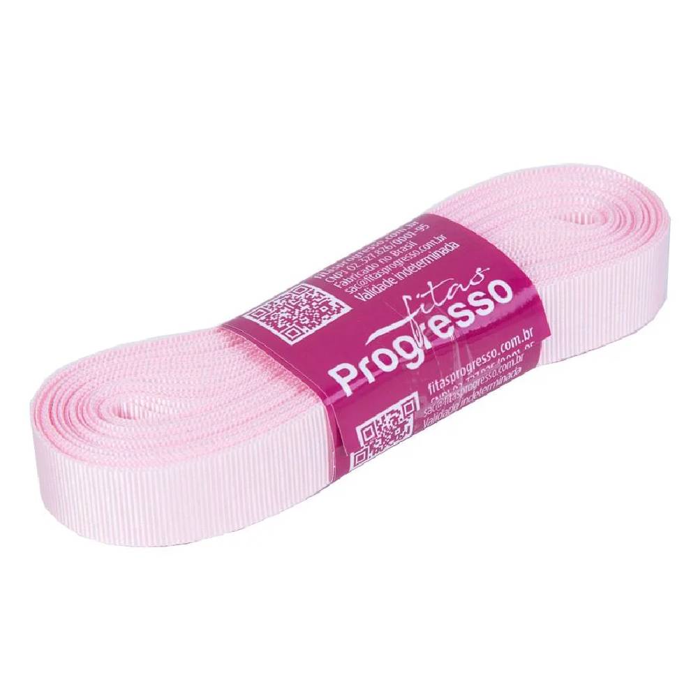 Fita Gorgur?o Progresso 15mm - 10m Rosa Claro 1 Fita Gorgurão Progresso 15mm nº3 - 10m 206 Rosa Claro - 1un
