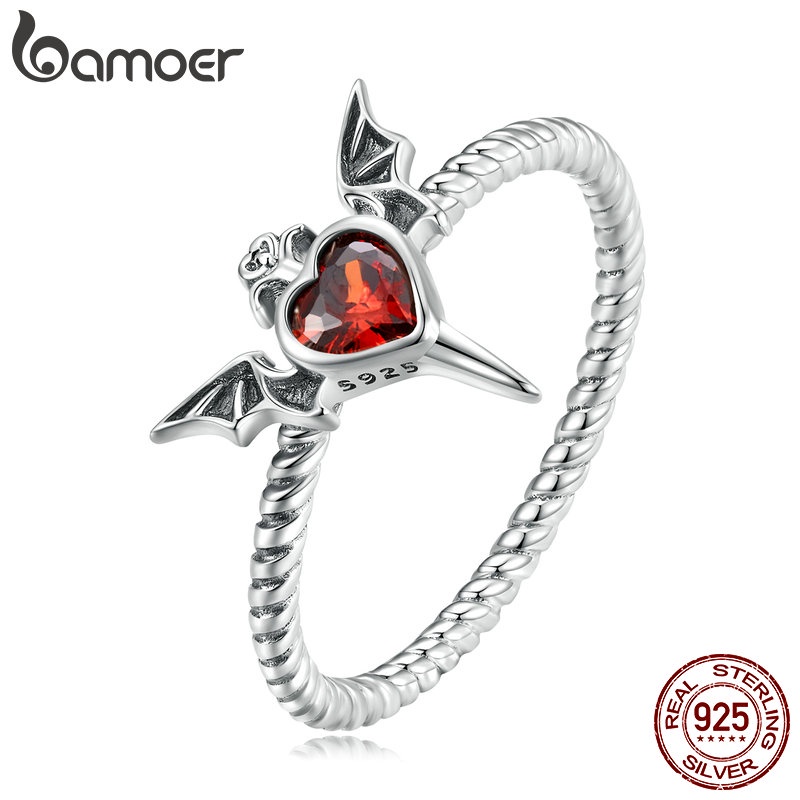 Anel Prata Asas Escuras Bamoer 925 1 Anel Bamoer 925 Prata Asas Escuras Trançado Moda Joalheria Para Mulheres Homens