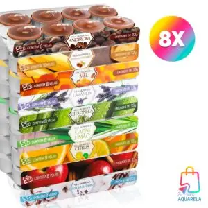 Kit 8 Velas Aromáticas Réchaud com Suporte - Andiroba/etc.