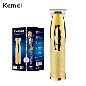 Kemei Máquina De Cortar Cabelo Acabamento Profissional Corte De Aparador De Barba 0mm T-Outliner Masculino Cortador Elét