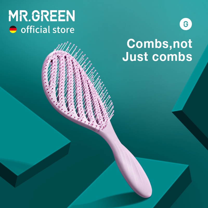 Pente de Secagem R?pida - Couro Cabeludo 1 Mr.GREEN oco para fora escova de cabelo couro cabeludo massagem pentes estilo de golpe rápido ferramenta de secagem desembaraçar cabelo encaracolado seco molhado