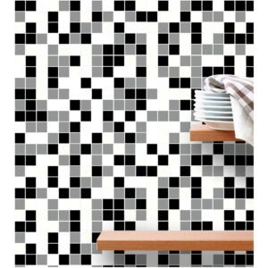 Adesivo Vinílico para Azulejos e Pastilhas – Preto/Branco/Cinza