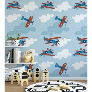 Papel de Parede Céu Aviões Infantil 3m x 0,40m