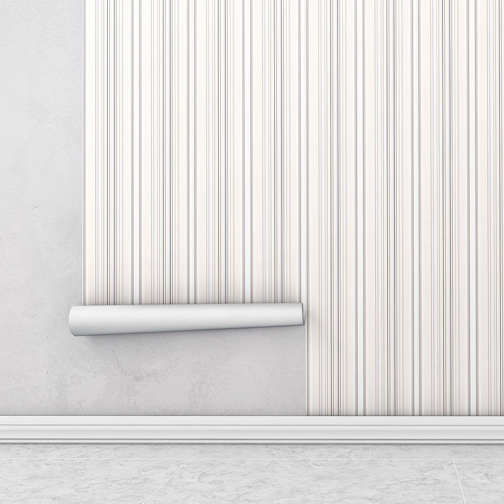 Papel de Parede Listrado Branco/Cinza - 3m x 40cm 1 Papel de Parede Listrado Branco/Cinza - 3m x 40cm