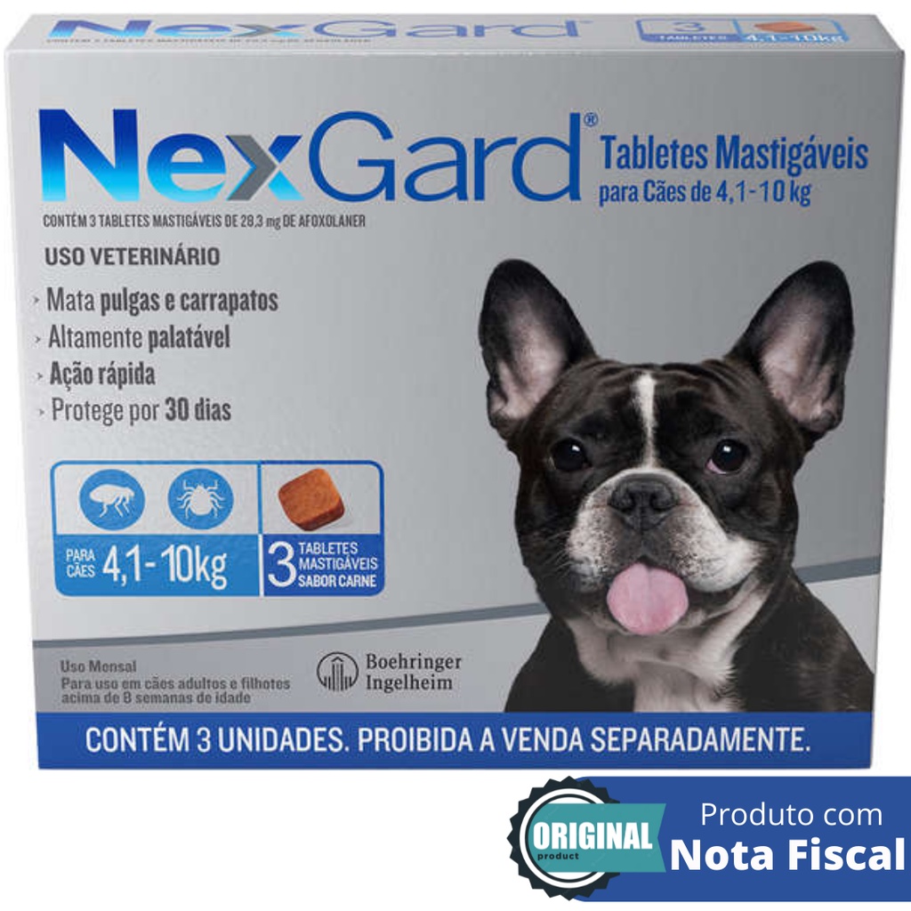 Nexgard Antipulgas C?es 4-10kg - 3 Tabletes 1 Nexgard Antipulgas E Carrapatos Cães 4 A 10kg Com 3 Tabletes
