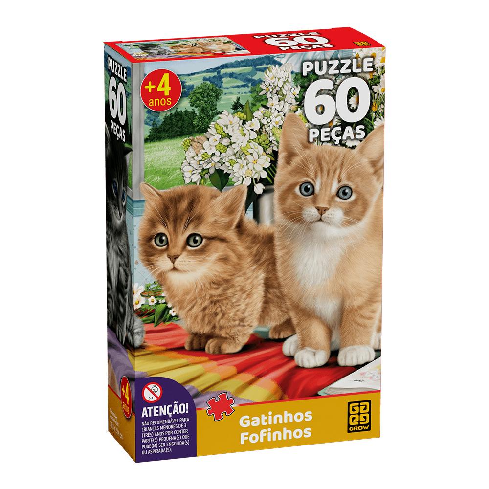 Quebra Cabeça 60 Peças Gatinhos Fofinhos 1 Quebra Cabeça 60 Peças Gatinhos Fofinhos