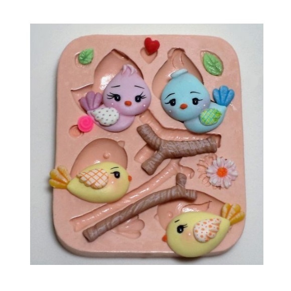 Molde Silicone Passarinho Biscuit Jardim Encantado 1 Molde Silicone Passarinho Biscuit Jardim Encantado