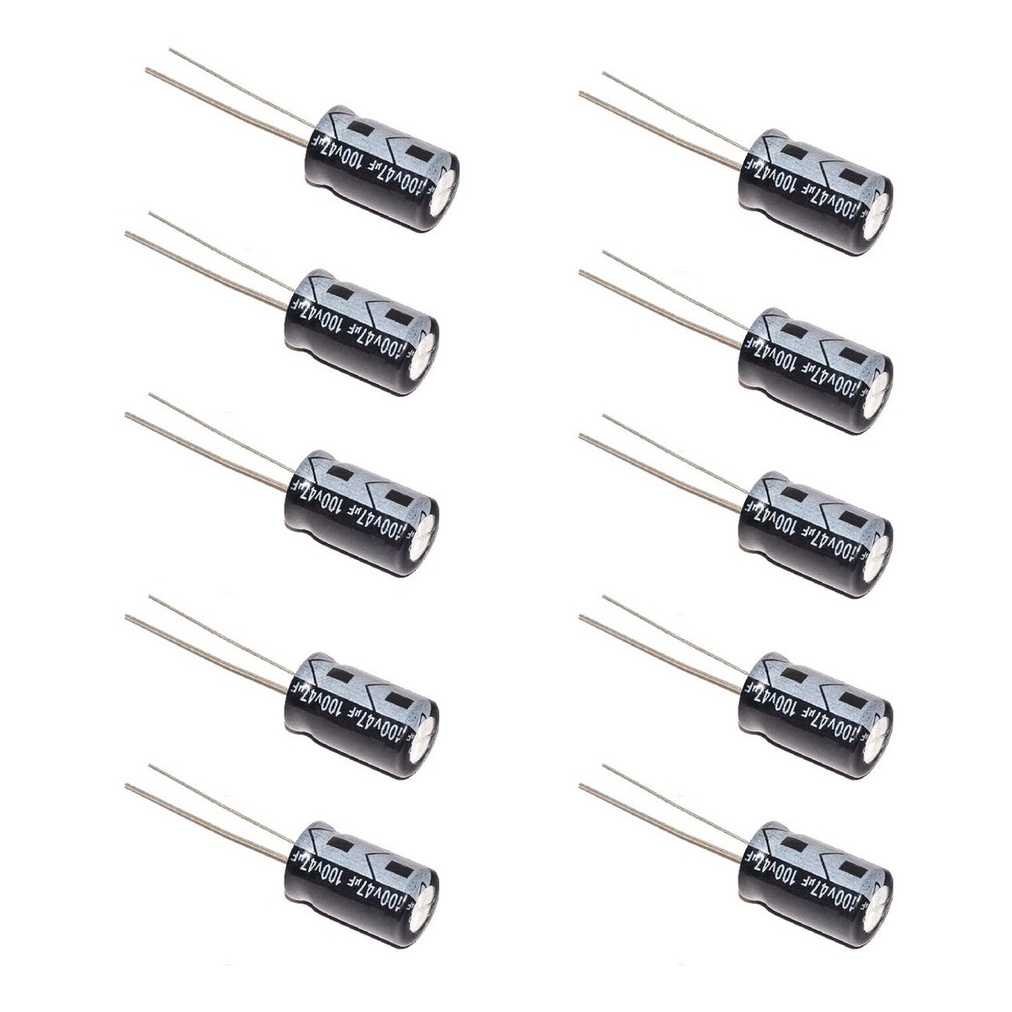 Capacitor Bipolar 47uF 100V - Kit 10 Pe?as 1 Capacitor Bipolar Technoise Corneta 47uFx100v - Pacote Com 10 Peças