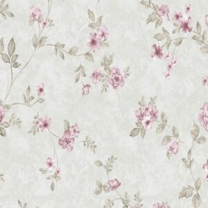 Papel de Parede Verde Rosa 3m x 40cm Auto-Adesivo