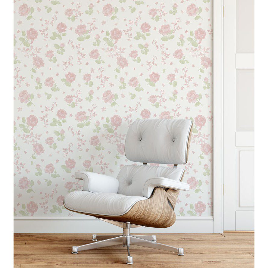 Papel de Parede Floral Rosa 3m x 40cm - Auto Adesivo 1 Papel de Parede Floral Rosa 3m x 40cm - Auto Adesivo