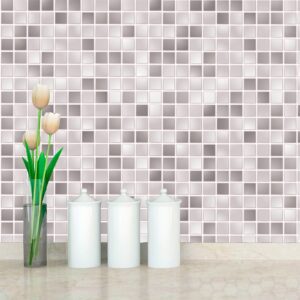 Papel Parede Decor Cozinha Pastilha Cinza Prata Lavável 3m