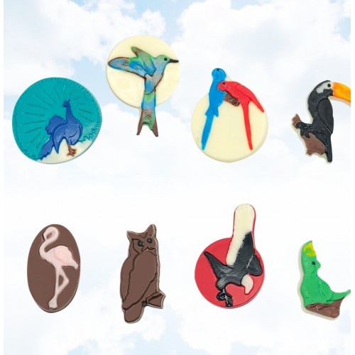 Forma Simples Aves BWB Acetato Chocolate 1 Forma Simples Aves 9656 em Acetato BWB Para Bombom e Doces de Chocolate e Confeitaria Doceira Saldão