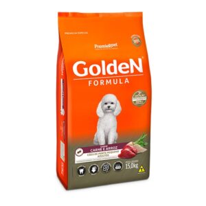 Ração Golden Formula Mini Bits para Cães Adultos de Pequeno Porte Sabor Carne e Arroz - 15Kg