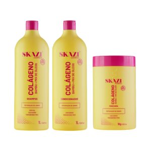 Kit Colágeno Shampoo Condicionador Máscara 1L + 1kg