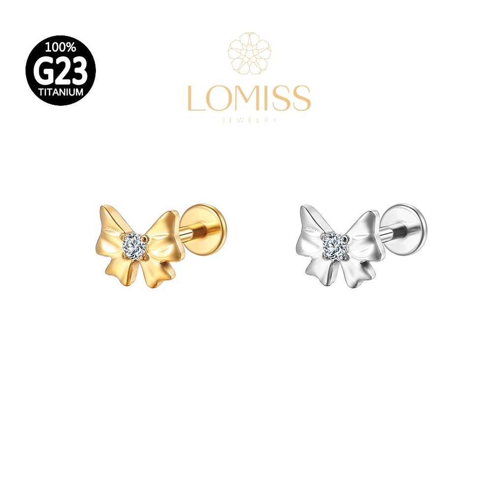 Piercing Helix Conch Tit?nio Zirc?nia 1 Piercing Helix Conch Labret Titânio PVD Laço com Zircônia«Lomiss semijoias»