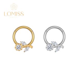 Piercing Argola Flor Zircônias Aço Cirúrgico
