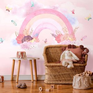 Papel de Parede Personalizado Arco-Íris de Algodão Doce Decoração Inove