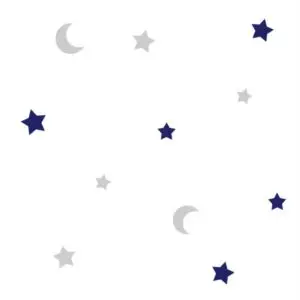 Papel de Parede Lua e Estrelas Azul/Cinza Autocolante