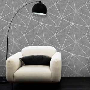 Papel de Parede Cinza Autocolante 50cm x Altura