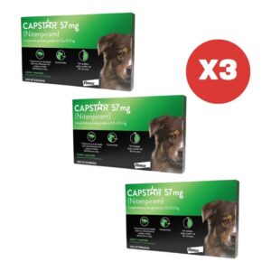 Kit 3 Capstar Antipulgas 57mg 1 Comprimido para Cães Gatos de 11 a 57kg Elanco