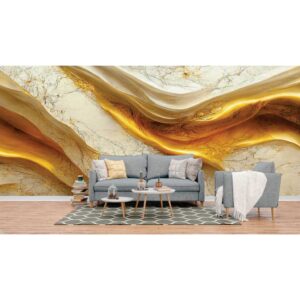 Painel de Parede 3D Marmore White Ouro 4m