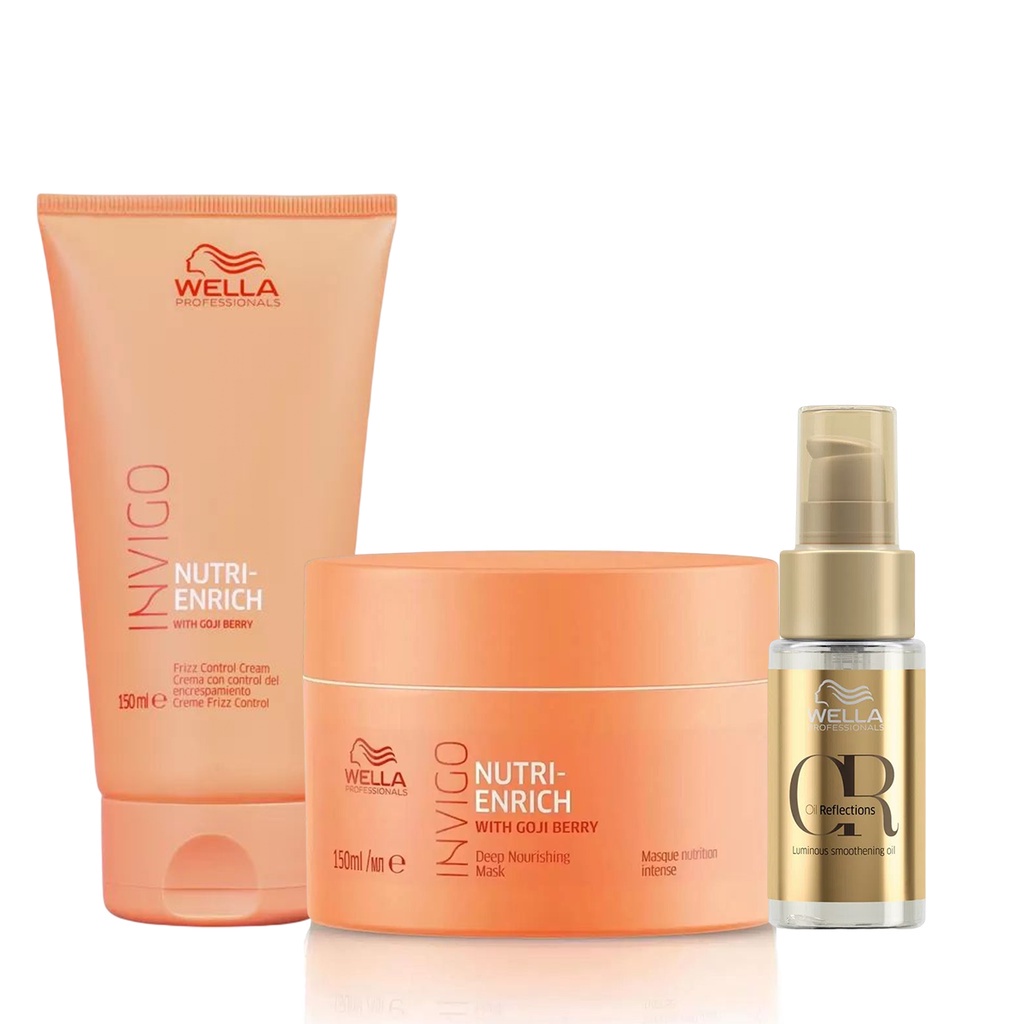 Kit Nutri??o Wella Invigo - Cabelos Ressecados 1 Kit Leave-in Frizz Control Cream, Máscara e Oil Reflections