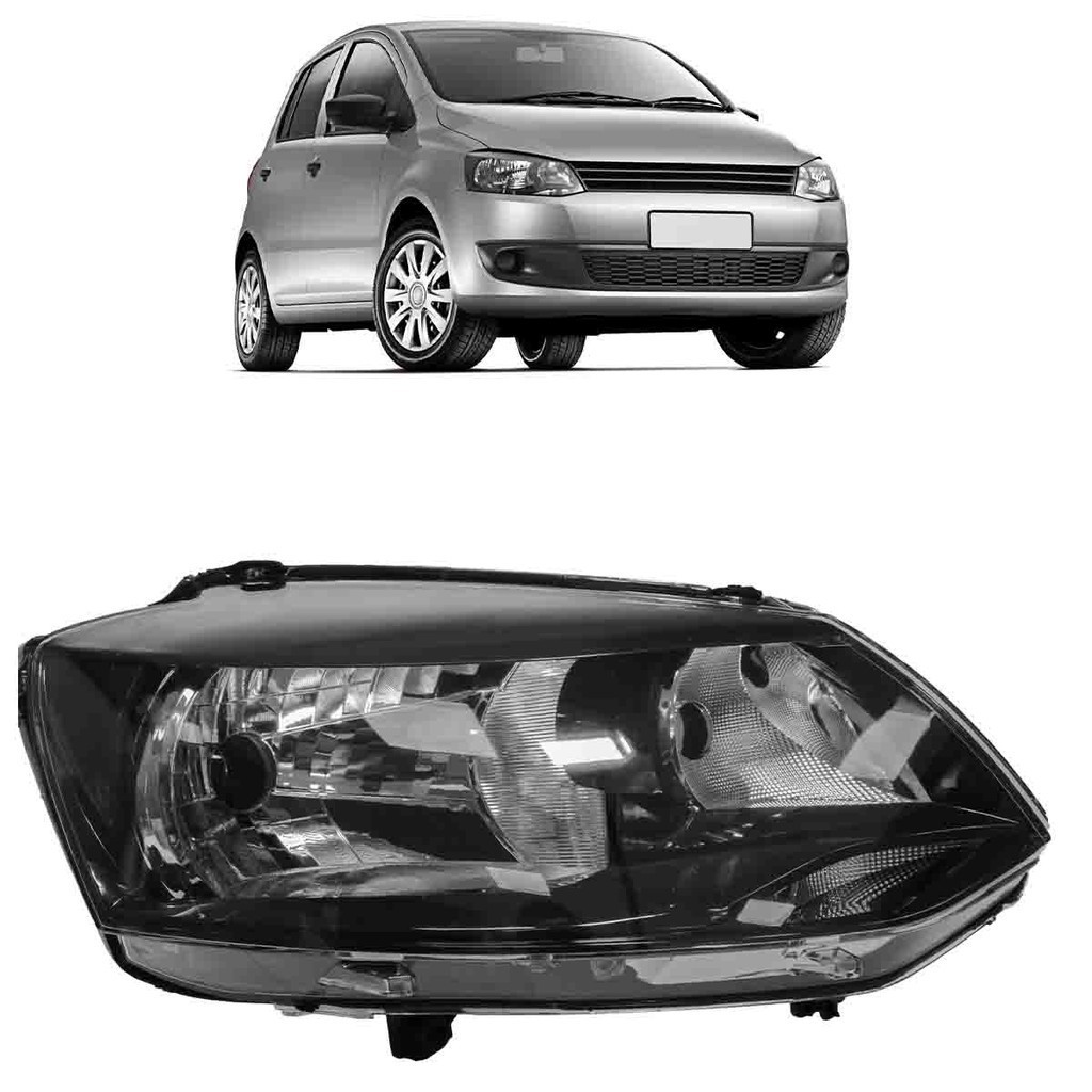 Farol Dianteiro Fox 2010-2014 M?scara Preta 1 Farol Dianteiro Fox 2010 2011 2012 2013 2014 Máscara Negra