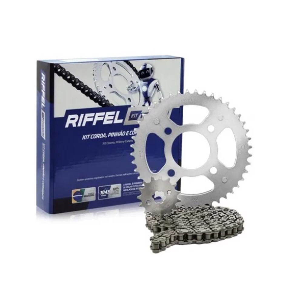 Kit Coroa Pinh?o Corrente BIZ 100 13/15 1 KIT RELACAO TITANIUM 1045 BIZ 100 13/15