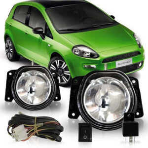 Kit Farol De Milha Auxiliar Punto 2012 2013 2014 2015 2016 Lente Lisa Vidro