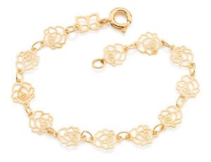 Pulseira Infantil Rosas Vazadas 14cm Rommanel