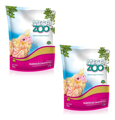 Ra??o Papa Filhotes Calopsita - 500g 1 Kit 2 Ração Megazoo Papa para Filhotes Calopsitas e Similares (I-19) - 500 g