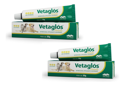 Kit 2 Pomada Cicatrizante Vetaglos 50g 1 Kit 2 Pomada Cicatrizante Vetnil Vetaglos - 50 g
