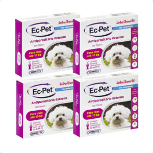 Kit 4 EC PET 0,67mL Chemitec Antipulgas e Carrapatos - Cães até 10Kg