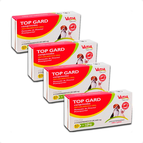 Top Gard Verm?fugo C?es e Gatos - 4 Comprimidos 1 Top Gard Vermífugo Cães e Gatos - 4 Comprimidos